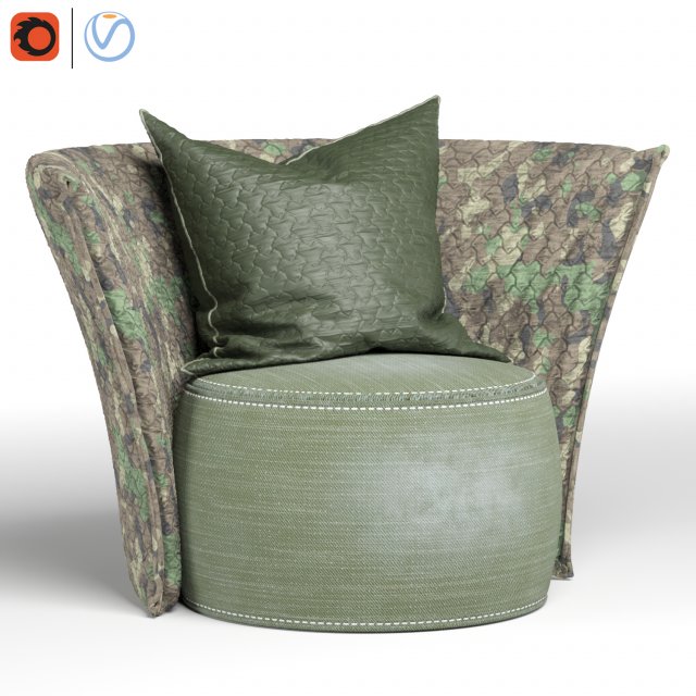 armchair vittoria frigerio Modèle 3D .c4d .max .obj .3ds .fbx .stl .blend