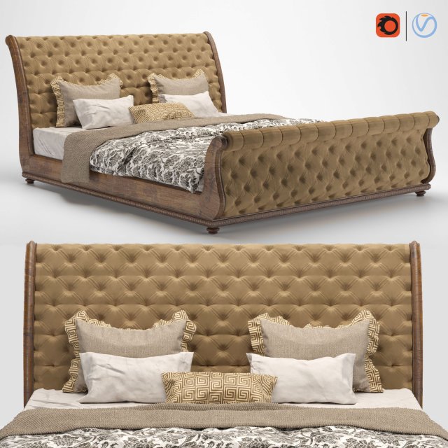 Sleigh bed Model 3D .c4d .max .obj .3ds .fbx .stl .blend 