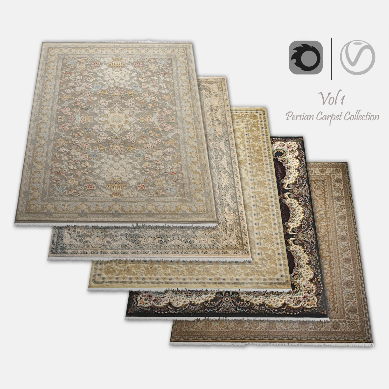 Persian Carpet Collection-vol1-4k texture 3D Model .c4d .max .obj .3ds .fbx .stl .blend 