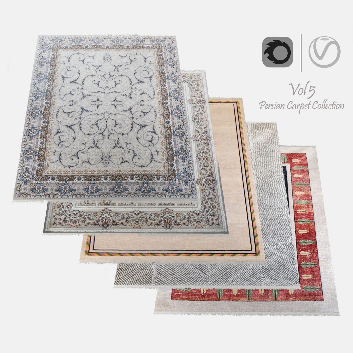Persian Carpet Collection-vol5-4k texture 3D Model .c4d .max .obj .3ds .fbx .stl .blend 
