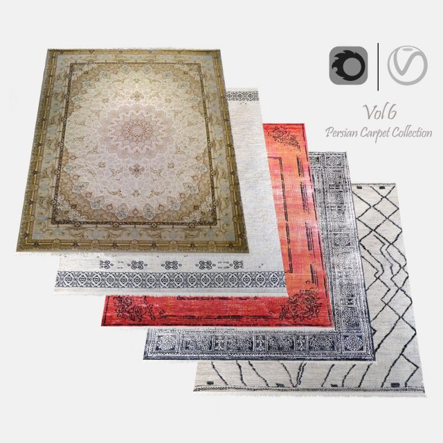 Persian Carpet Collection-vol6-4k texture Model 3D .c4d .max .obj .3ds .fbx .stl .blend 