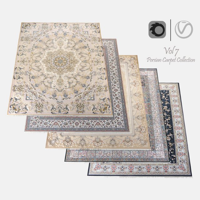 Persian Carpet Collection-vol7-4k texture Model 3D .c4d .max .obj .3ds .fbx .stl .blend 