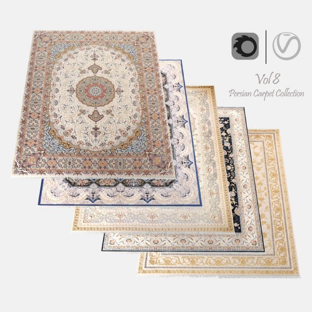 Persian Carpet Collection-vol8-4k texture 3D-Modell .c4d .max .obj .3ds .fbx .stl .blend 