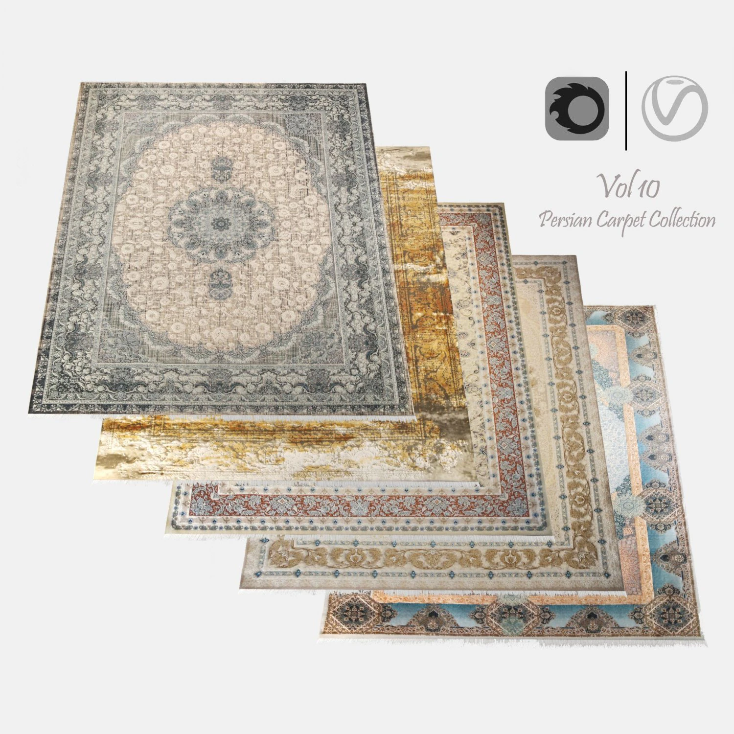 Persian Carpet Collection-vol10-4k texture 3D Model .c4d .max .obj .3ds .fbx .stl .blend 