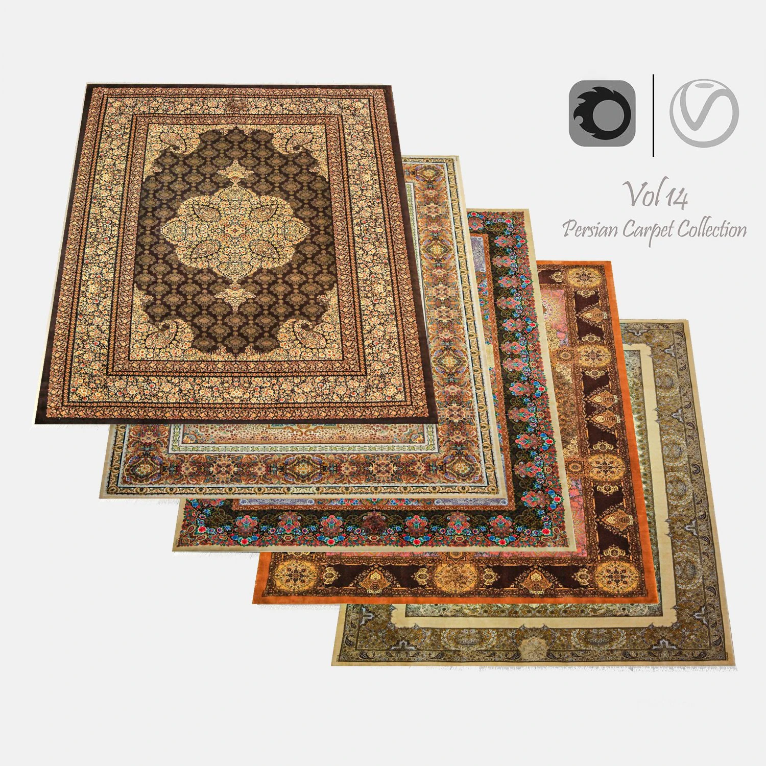 Persian Carpet Collection-vol14-4k texture 3D Model .c4d .max .obj .3ds .fbx .stl .blend 