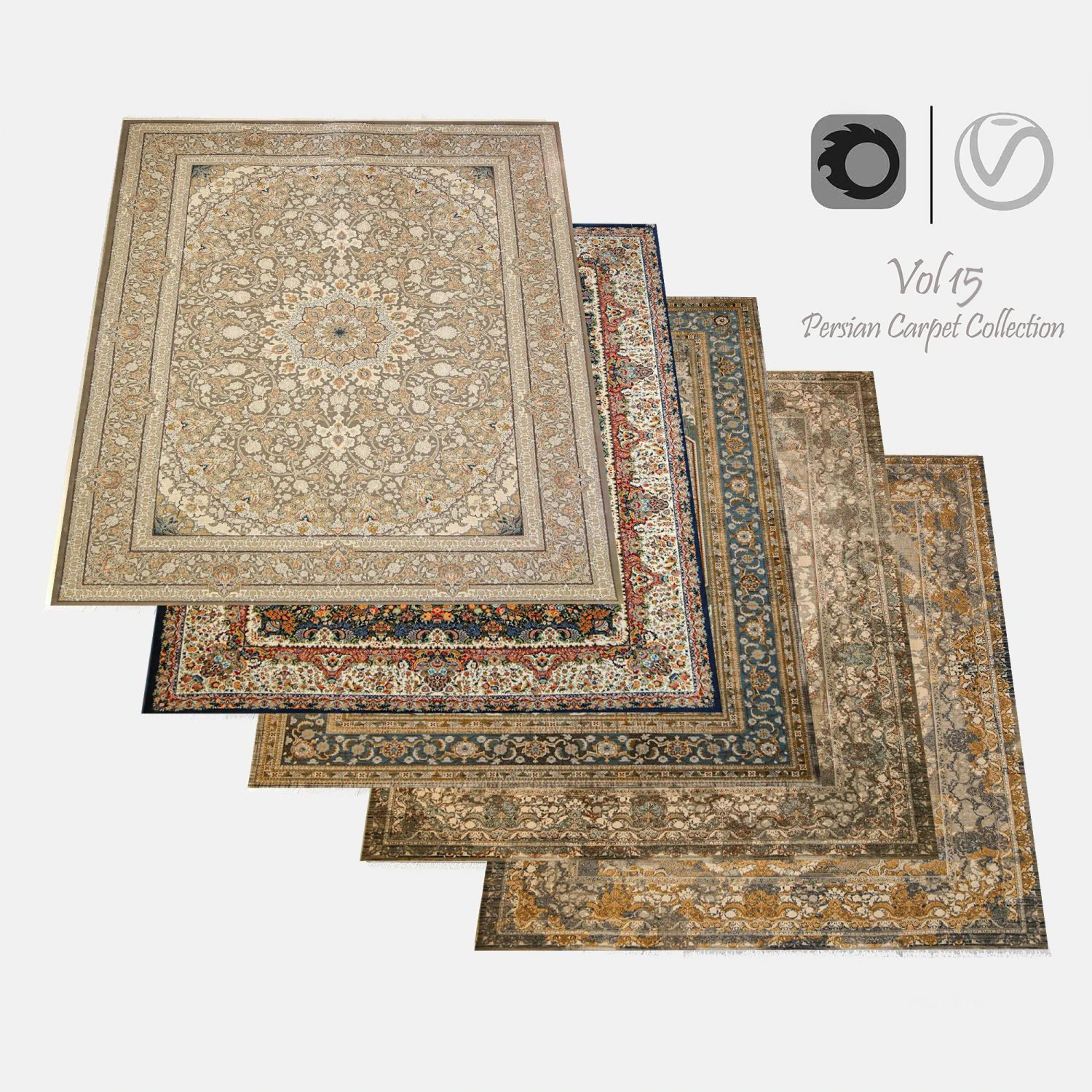Persian Carpet Collection-vol15-4k texture 3D Model .c4d .max .obj .3ds .fbx .stl .blend 