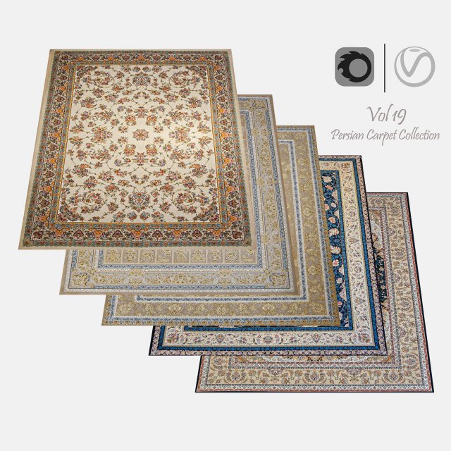 Persian Carpet Collection-vol19-4k texture 3D Model .c4d .max .obj .3ds .fbx .stl .blend