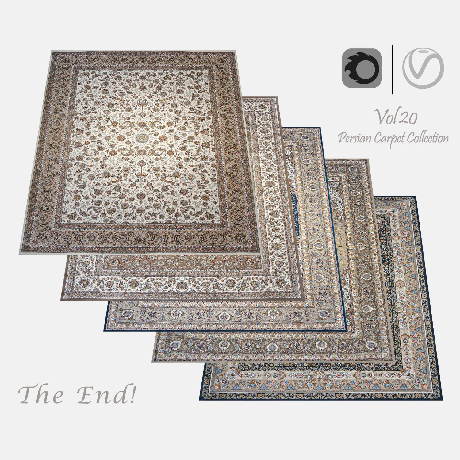 Persian Carpet Collection-vol20-4k texture 3D Model .c4d .max .obj .3ds .fbx .stl .blend
