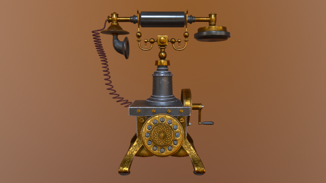 old telephone vintage pbr low-poly 3D 模型 .c4d .max .obj .3ds .fbx .stl .blend 