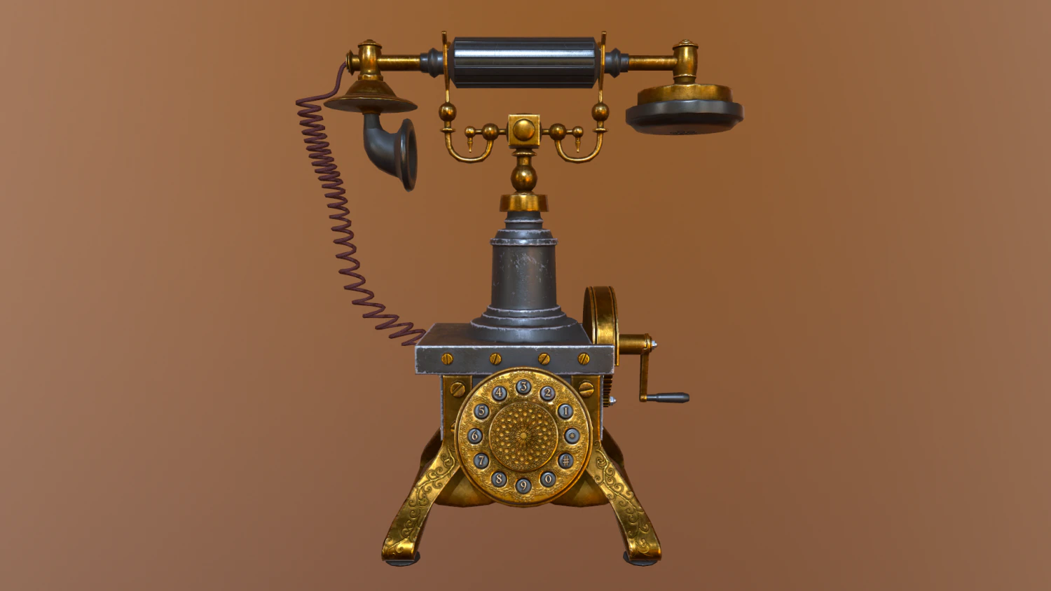 old telephone vintage pbr low-poly 3D Model .c4d .max .obj .3ds .fbx .stl .blend 