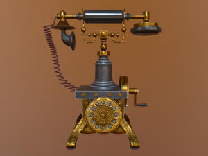 old telephone vintage pbr low-poly 3D मॉडल