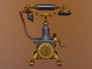 telepon lama vintage pbr poli rendah Model 3D