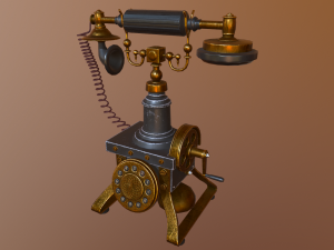 old telephone vintage pbr low-poly 3D 模型