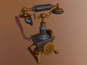 old telephone vintage pbr low-poly 3D Model