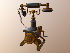 old telephone vintage pbr low-poly 3D 模型