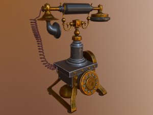 old telephone vintage pbr low-poly 3D 模型