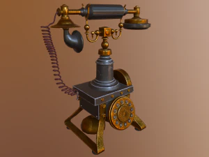 old telephone vintage pbr low-poly 3D Model