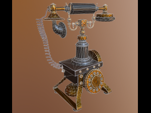 old telephone vintage pbr low-poly 3D 模型