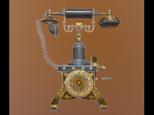 old telephone vintage pbr low-poly 3D 模型
