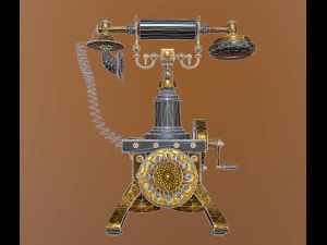 old telephone vintage pbr low-poly 3D Model