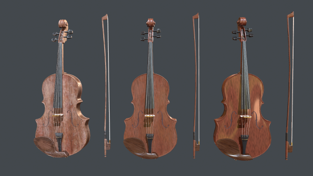 violin pbr game ready Model 3D .c4d .max .obj .3ds .fbx .stl .blend 