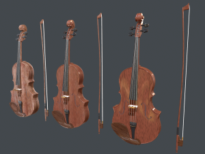 violin pbr game ready Model 3D