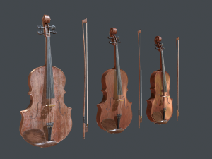 violin pbr game ready Model 3D