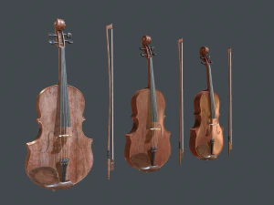 permainan biola pbr siap Model 3D