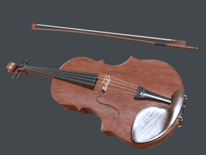 violin pbr game ready Model 3D