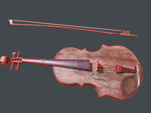 violin pbr game ready Model 3D