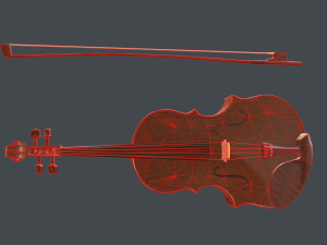 violin pbr game ready Model 3D