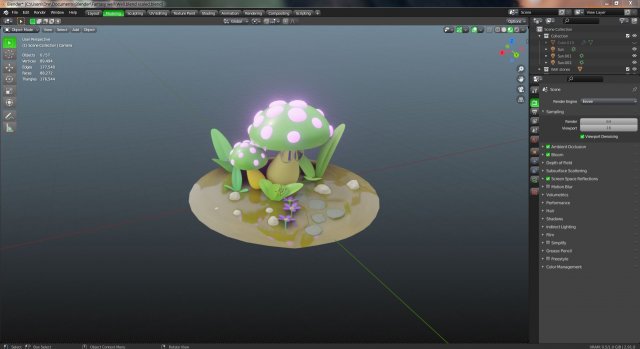 Smart Mushroom 3D Model in Cartoon 3DExport