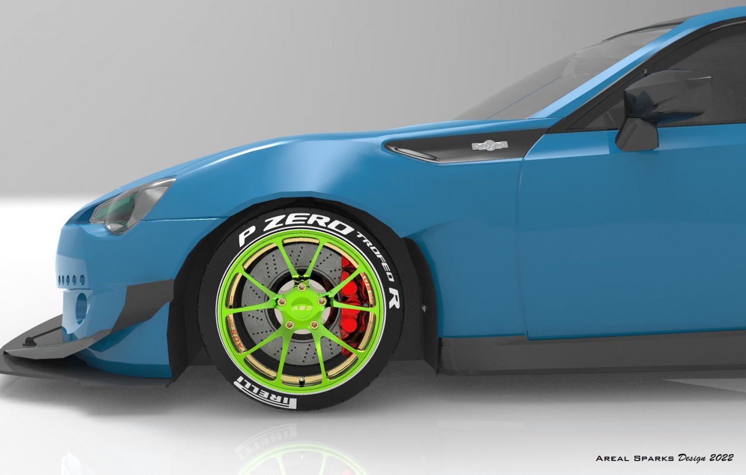 3D rendering, Sports Car Racing on race track, Car wheel drifting