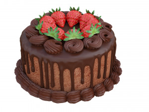 Chocolate strawberry cake Modelo 3D