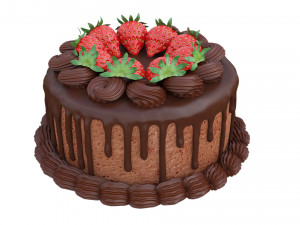 Chocolate strawberry cake 3D Model