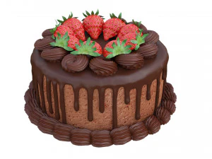 Bolo De Chocolate E Morango Modelo 3D
