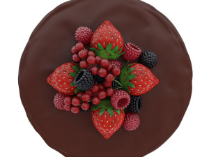 Strawberry Cake With Berries 3D Model