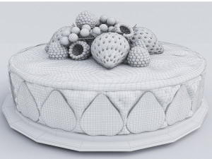 Strawberry Cake With Berries 3D Model