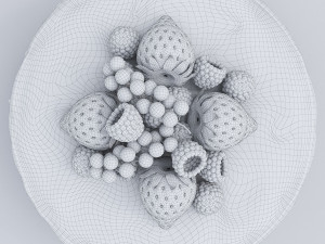 Strawberry Cake With Berries 3D Model