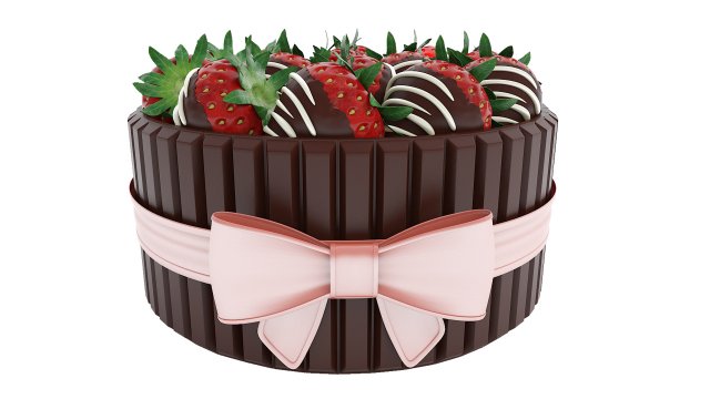 Strawberry Cake With Bow Modelo 3D .c4d .max .obj .3ds .fbx .stl .blend 