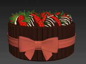 Strawberry Cake With Bow Modelo 3D