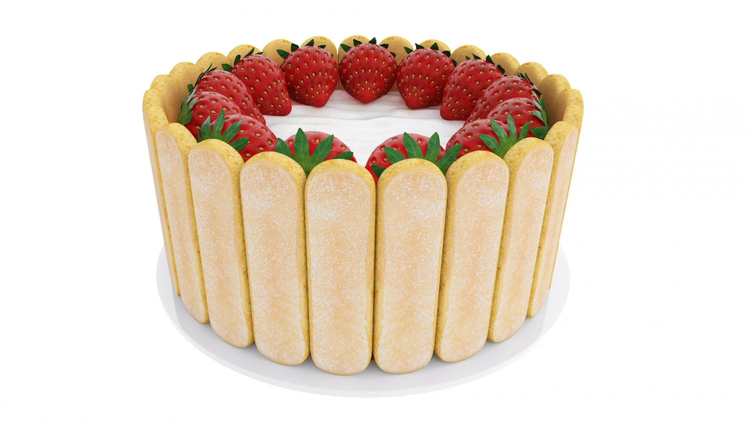 Strawberry Cake With Cookies 3D Model .c4d .max .obj .3ds .fbx .stl .blend 