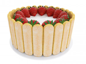 Strawberry Cake With Cookies 3Dモデル
