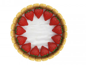 Strawberry Cake With Cookies 3D Модель