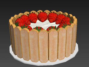 Strawberry Cake With Cookies 3D Model