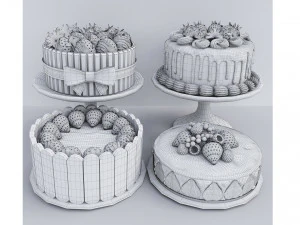 Strawberry Cake Collection 3D Model