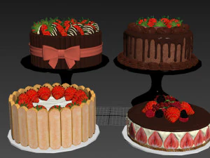 Strawberry Cake Collection 3D Model
