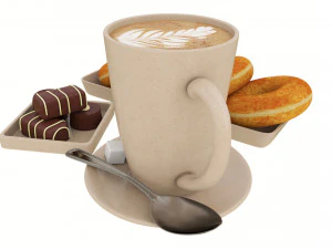 Latte Donuts Chocolate 3D Model