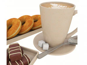 Latte Donuts Chocolate 3D Model
