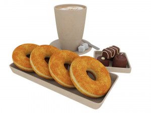 Latte Donuts Chocolate Modello 3D
